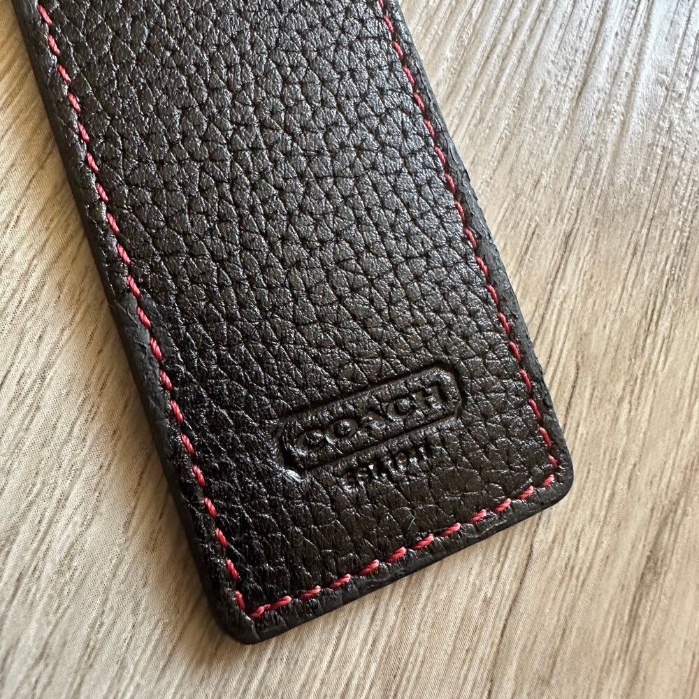 Coach Black & Red Leather 7” Bookmark With Photo Slot Made In Turkey - Picture 2 of 8